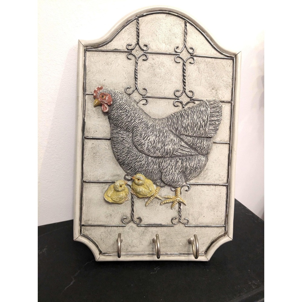 Farmhouse Chicken Wall Hooks Vintage Style – Rustic Hen Key Holder